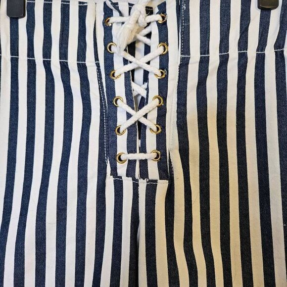 Mumu Blue woman's pants, striped flared. Size 26. #874 - Picture 2 of 6